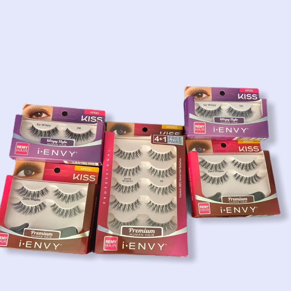 (11) Pairs Of Long Wispy Solid False Black Lashes